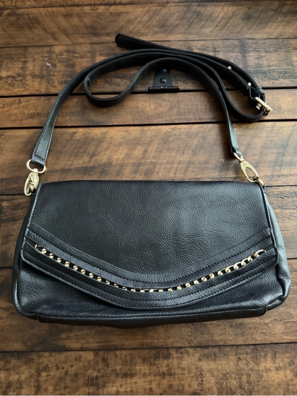 Vieta Black Leather Crossbody Bag Purse Clutch Convertible